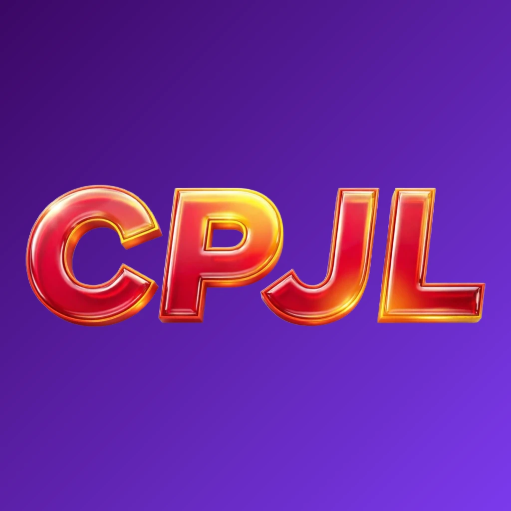 Vibrant CPJL logo with bold heavy typography in bright red, yellow, and orange colors, featuring a glossy 3D effect and energetic modern branding on a transparent background, designed as a wide horizontal rectangular wordmark for website header